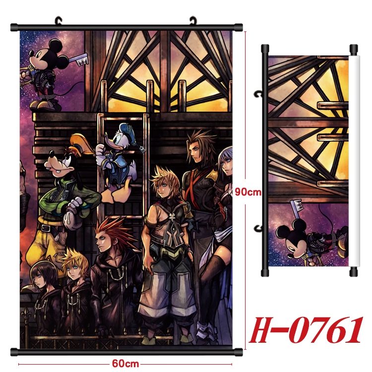 kingdom hearts  Anime Black Plastic Rod Canvas Painting 60X90CM H-0761