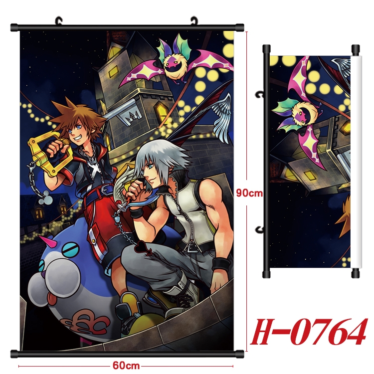 kingdom hearts  Anime Black Plastic Rod Canvas Painting 60X90CM  H-0764