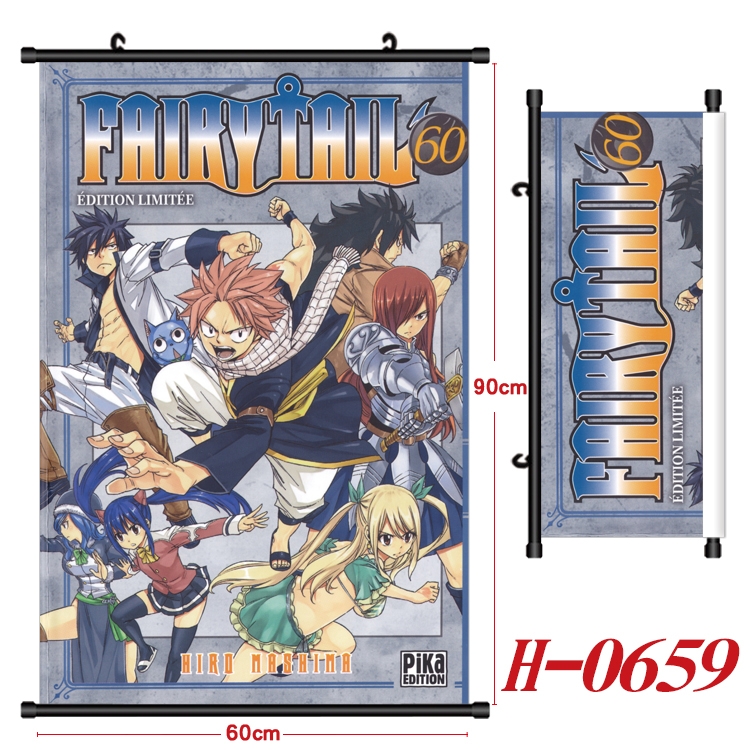 Fairy tail Anime Black Plastic Rod Canvas Painting 60X90CM H-0659