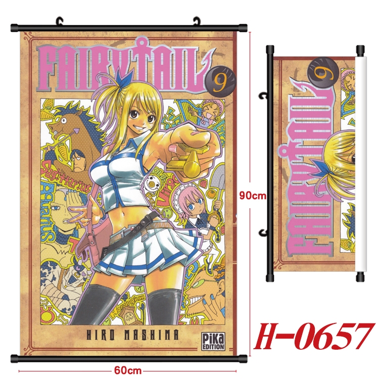 Fairy tail Anime Black Plastic Rod Canvas Painting 60X90CM  H-0657