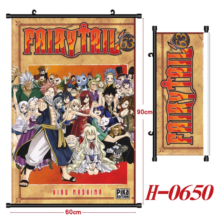 Fairy tail Anime Black Plastic Rod Canvas Painting 60X90CM  H-0650