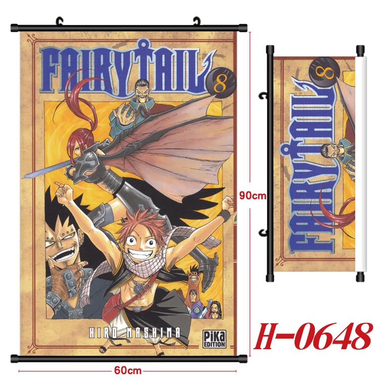 Fairy tail Anime Black Plastic Rod Canvas Painting 60X90CM  H-0648