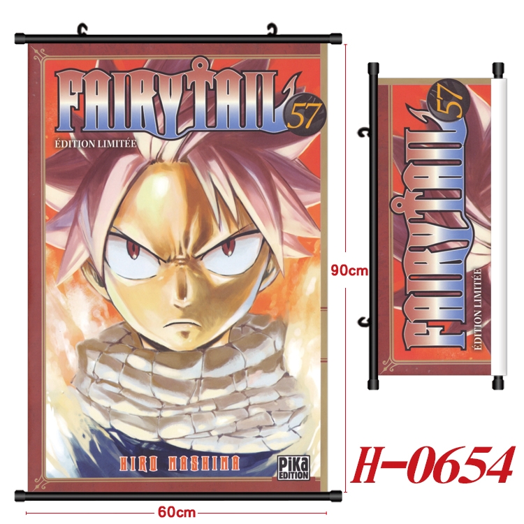 Fairy tail Anime Black Plastic Rod Canvas Painting 60X90CM  H-0654