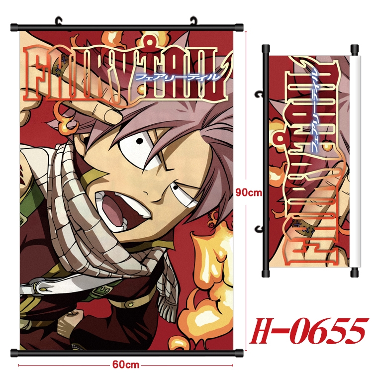 Fairy tail Anime Black Plastic Rod Canvas Painting 60X90CM  H-0655