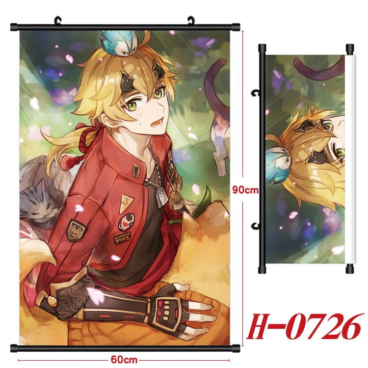 Genshin Impact  Anime Black Plastic Rod Canvas Painting 60X90CM H-0726