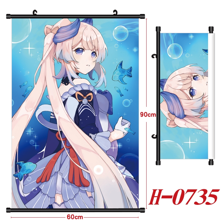 Genshin Impact  Anime Black Plastic Rod Canvas Painting 60X90CM H-0735