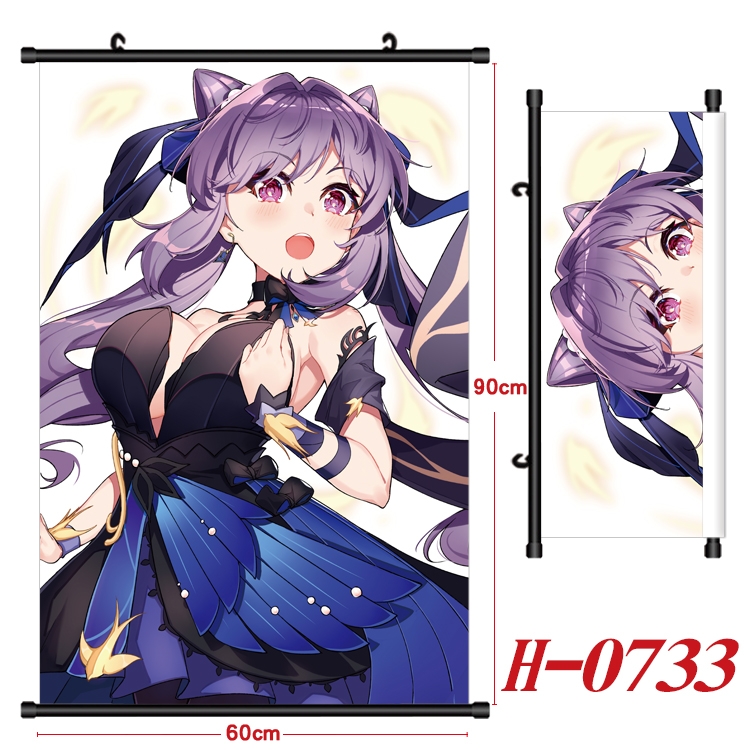 Genshin Impact  Anime Black Plastic Rod Canvas Painting 60X90CM H-0733