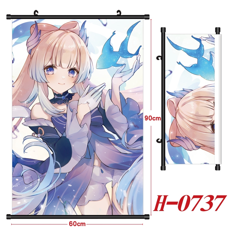 Genshin Impact  Anime Black Plastic Rod Canvas Painting 60X90CM H-0737