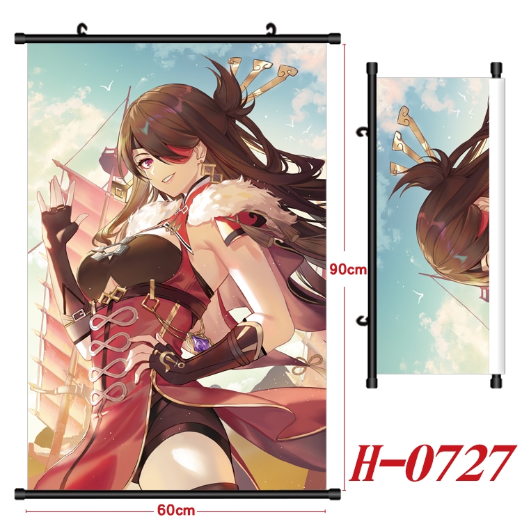 Genshin Impact  Anime Black Plastic Rod Canvas Painting 60X90CM H-0727