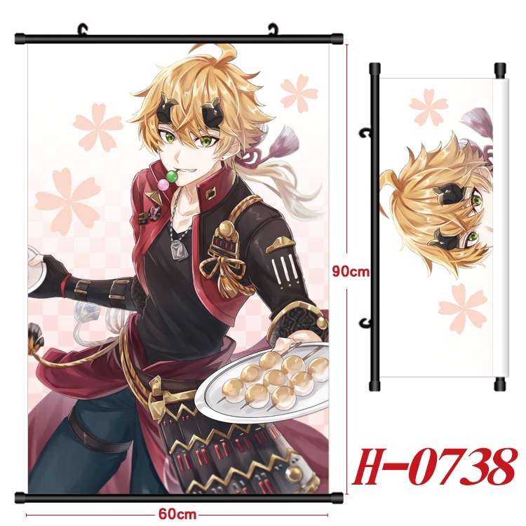 Genshin Impact  Anime Black Plastic Rod Canvas Painting 60X90CM H-0738