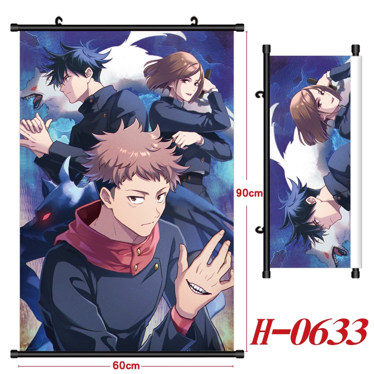 Jujutsu Kaisen Anime Black Plastic Rod Canvas Painting 60X90CM  H-0633