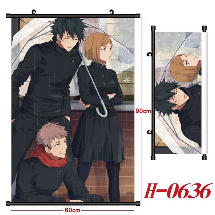 Jujutsu Kaisen Anime Black Plastic Rod Canvas Painting 60X90CM  H-0636