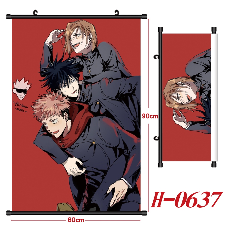 Jujutsu Kaisen Anime Black Plastic Rod Canvas Painting 60X90CM  H-0637