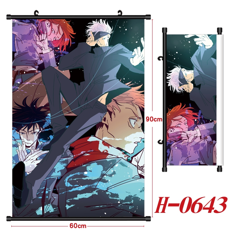 Jujutsu Kaisen Anime Black Plastic Rod Canvas Painting 60X90CM  H-0643