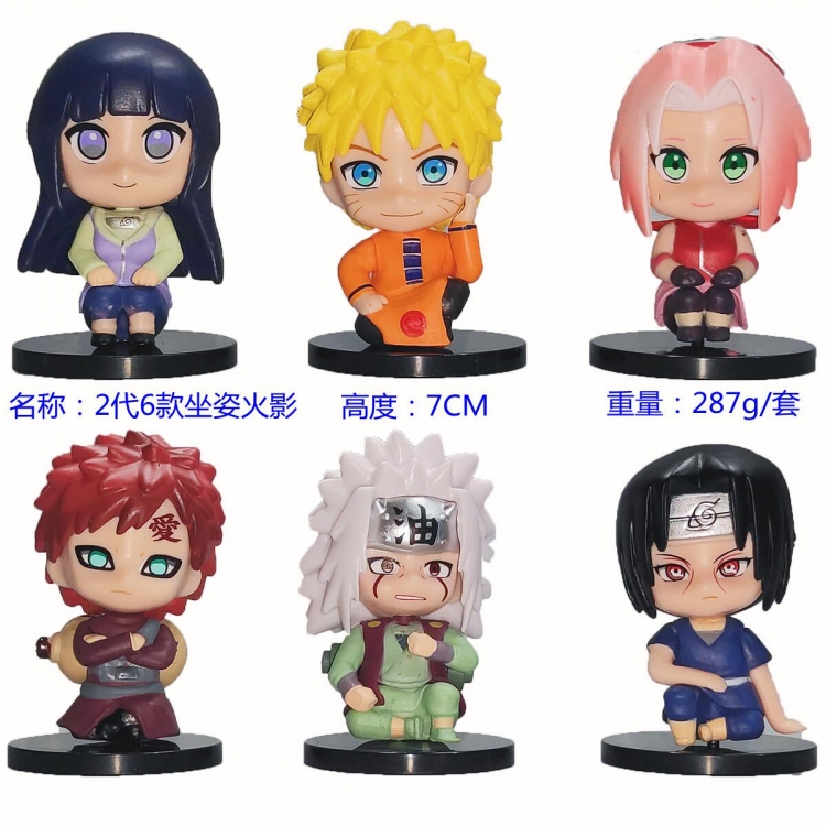 Naruto 2th generation Bagged Figure Decoration Model 7cm a set of 6