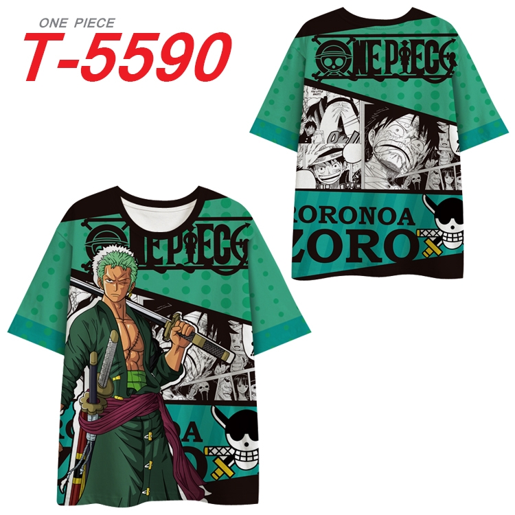 One Piece Anime Peripheral Full Color Milk Silk Short Sleeve T-Shirt from S to 6XL T-5590