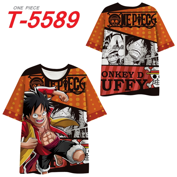 One Piece Anime Peripheral Full Color Milk Silk Short Sleeve T-Shirt from S to 6XL  T-5589