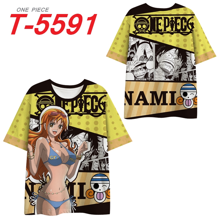 One Piece Anime Peripheral Full Color Milk Silk Short Sleeve T-Shirt from S to 6XL  T-5591