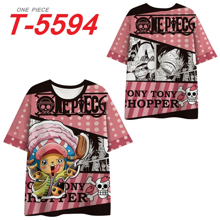 One Piece Anime Peripheral Full Color Milk Silk Short Sleeve T-Shirt from S to 6XL T-5594