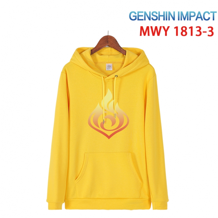 Genshin Impact Cartoon Sleeve Hooded Patch Pocket Cotton Sweatshirt from S to 4XL MWY-1813-3