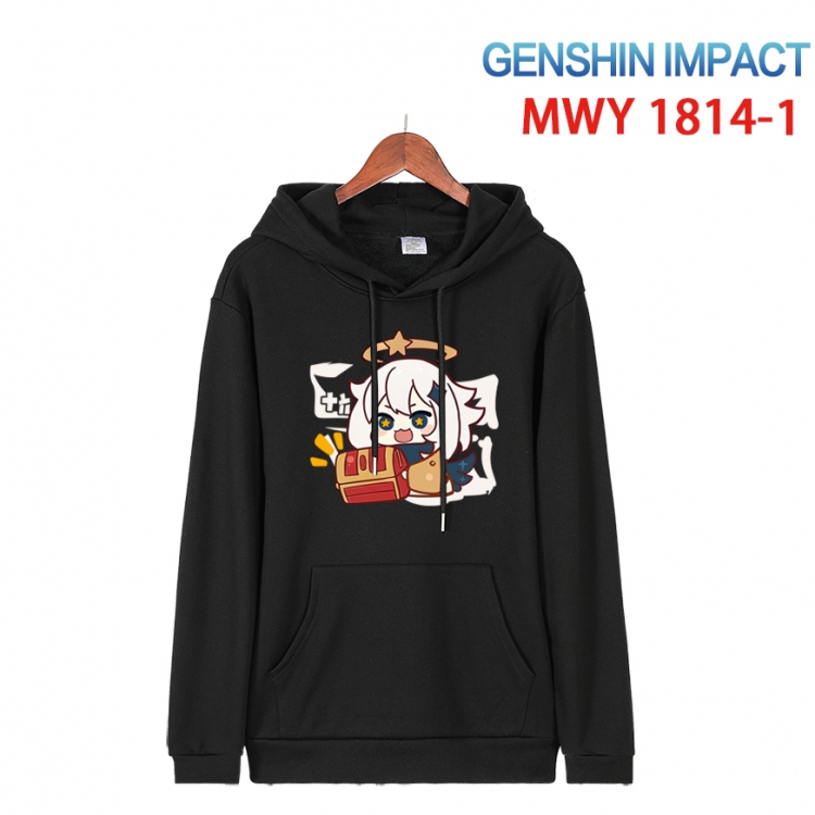 Genshin Impact Cartoon Sleeve Hooded Patch Pocket Cotton Sweatshirt from S to 4XL MWY-1814-1