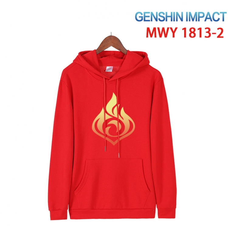 Genshin Impact Cartoon Sleeve Hooded Patch Pocket Cotton Sweatshirt from S to 4XL MWY-1813-2