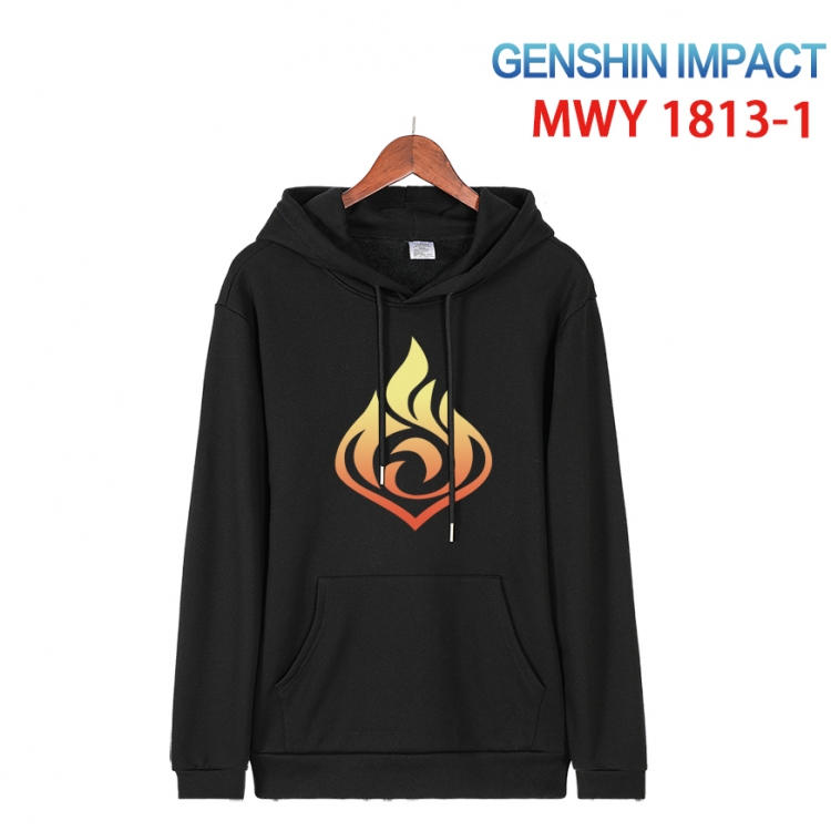 Genshin Impact Cartoon Sleeve Hooded Patch Pocket Cotton Sweatshirt from S to 4XL  MWY-1813-1