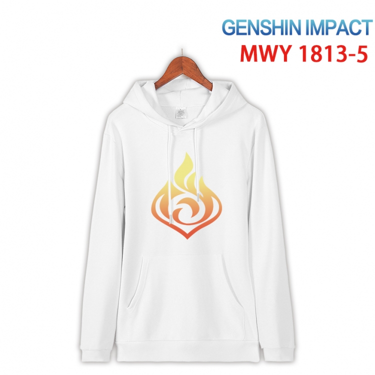 Genshin Impact Cartoon Sleeve Hooded Patch Pocket Cotton Sweatshirt from S to 4XL  MWY-1813-5