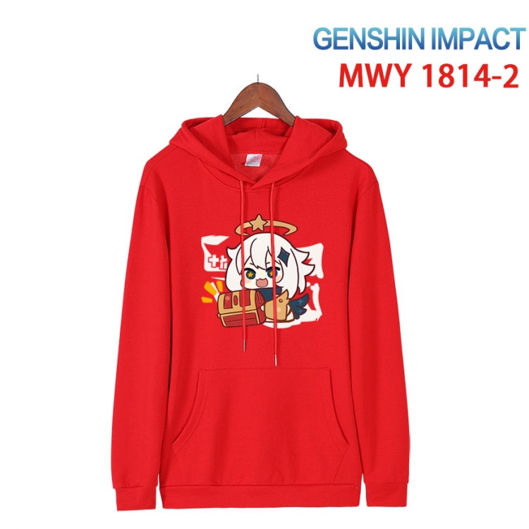 Genshin Impact Cartoon Sleeve Hooded Patch Pocket Cotton Sweatshirt from S to 4XL MWY-1814-2