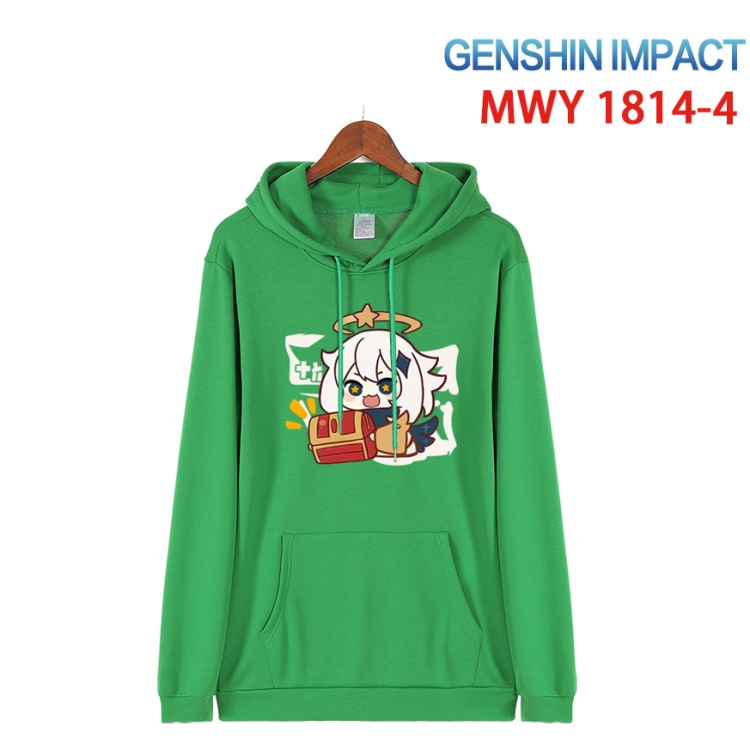 Genshin Impact Cartoon Sleeve Hooded Patch Pocket Cotton Sweatshirt from S to 4XL MWY-1814-4