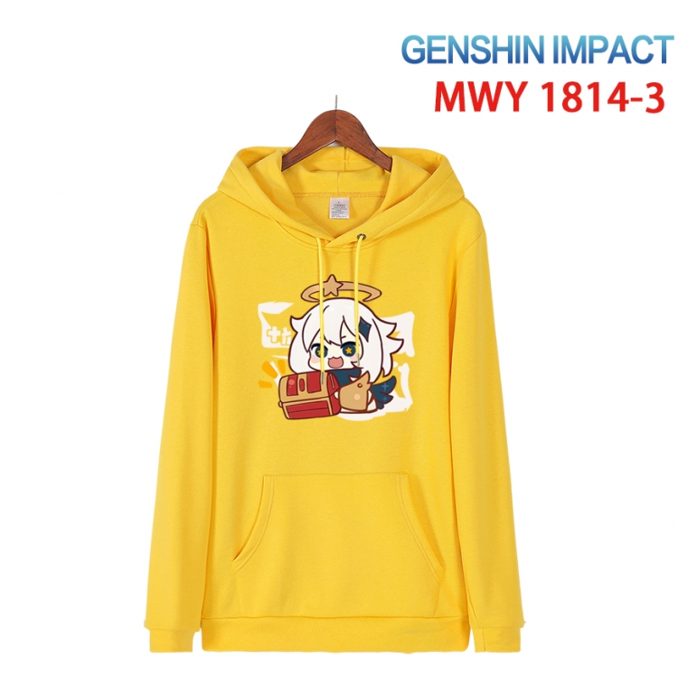 Genshin Impact Cartoon Sleeve Hooded Patch Pocket Cotton Sweatshirt from S to 4XL MWY-1814-3