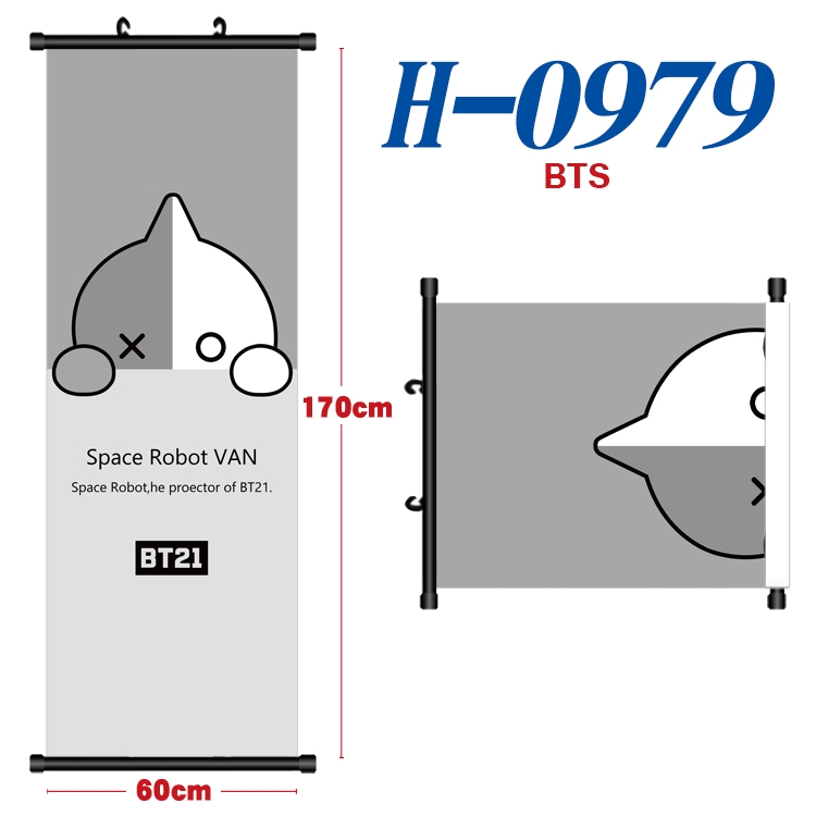 BTS Black plastic rod cloth hanging canvas painting 60x170cm H-0979