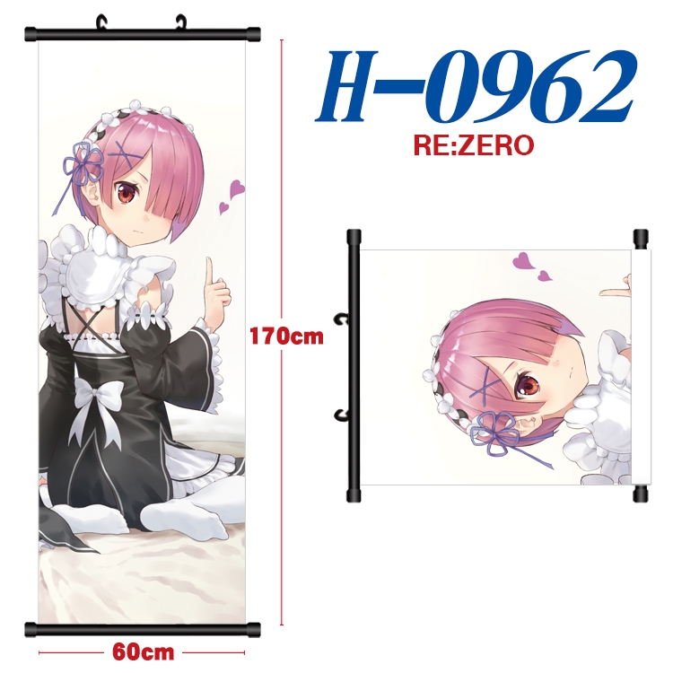 Re:Zero kara Hajimeru Isekai Seikatsu Black plastic rod cloth hanging canvas painting 60x170cm H-0962