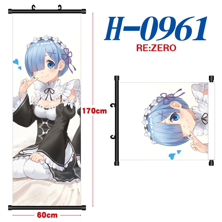 Re:Zero kara Hajimeru Isekai Seikatsu Black plastic rod cloth hanging canvas painting 60x170cm H-0961