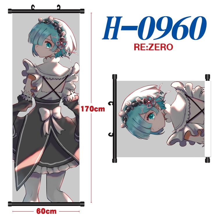 Re:Zero kara Hajimeru Isekai Seikatsu Black plastic rod cloth hanging canvas painting 60x170cm H-0960