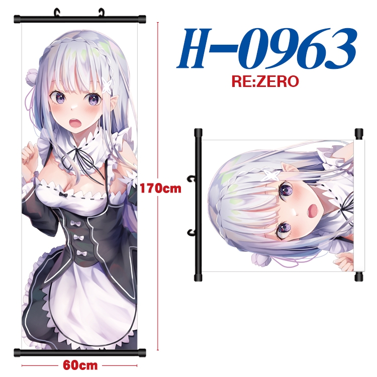 Re:Zero kara Hajimeru Isekai Seikatsu Black plastic rod cloth hanging canvas painting 60x170cm H-0963