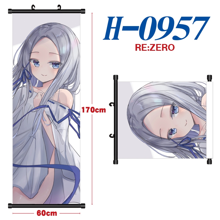 Re:Zero kara Hajimeru Isekai Seikatsu Black plastic rod cloth hanging canvas painting 60x170cm H-0957