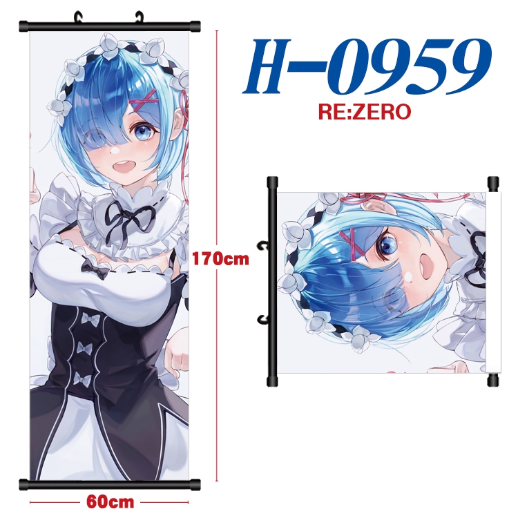 Re:Zero kara Hajimeru Isekai Seikatsu Black plastic rod cloth hanging canvas painting 60x170cm H-0959