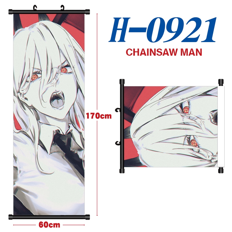 Chainsaw Man Black plastic rod cloth hanging canvas painting 60x170cm H-0921