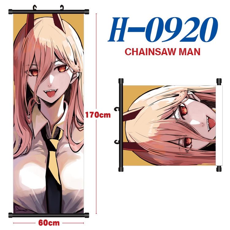 Chainsaw Man Black plastic rod cloth hanging canvas painting 60x170cm H-0920