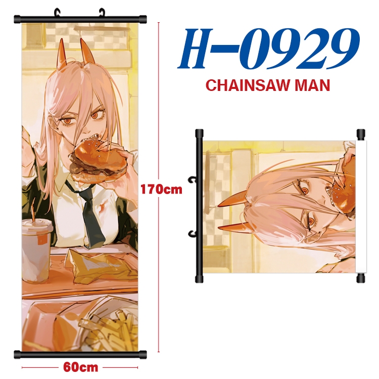 Chainsaw Man Black plastic rod cloth hanging canvas painting 60x170cm H-0929