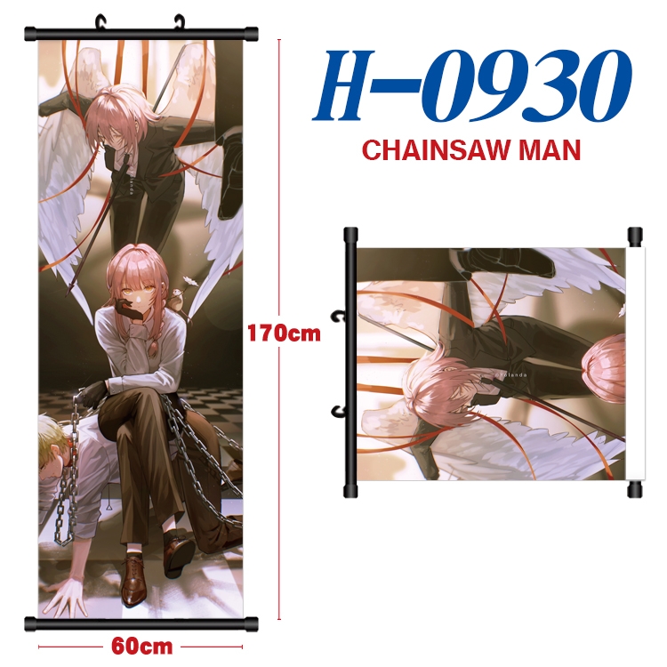 Chainsaw Man Black plastic rod cloth hanging canvas painting 60x170cm H-0930