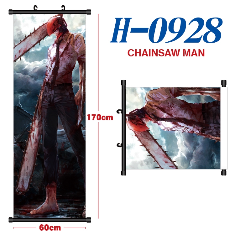 Chainsaw Man Black plastic rod cloth hanging canvas painting 60x170cm H-0928