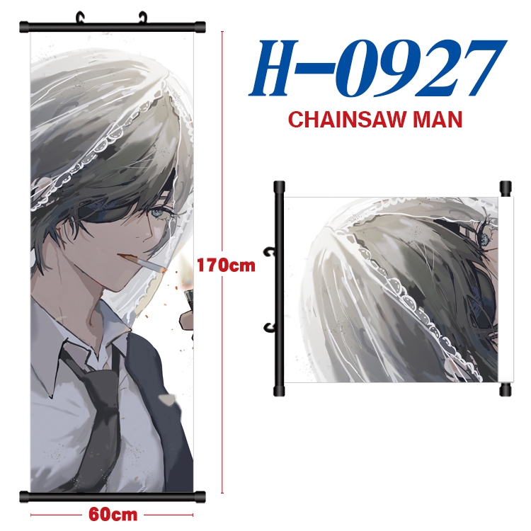 Chainsaw Man Black plastic rod cloth hanging canvas painting 60x170cm H-0927