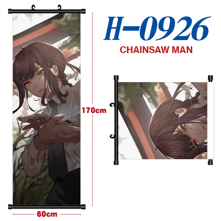 Chainsaw Man Black plastic rod cloth hanging canvas painting 60x170cm H-0926