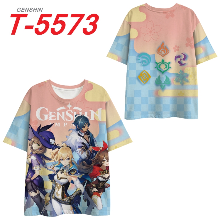 Genshin Impact Anime Peripheral Full Color Milk Silk Short Sleeve T-Shirt from S to 6XL T-5573