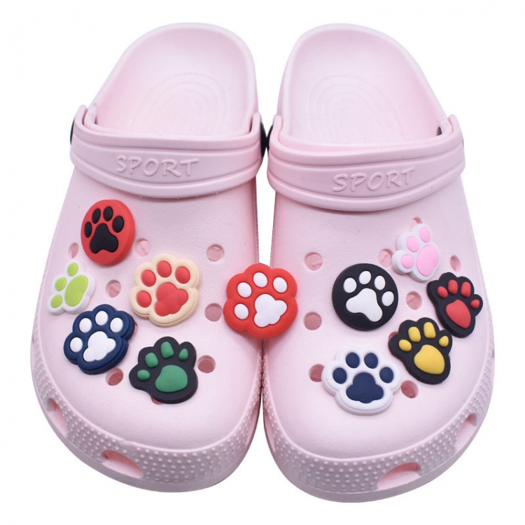 footprint pattern PVC soft rubber shoe buckle cartoon shoe buckle accessories 100 random mix