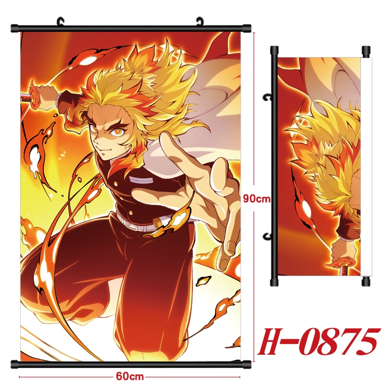 Demon Slayer Kimets Anime Black Plastic Rod Canvas Painting 60X90CM  H0875