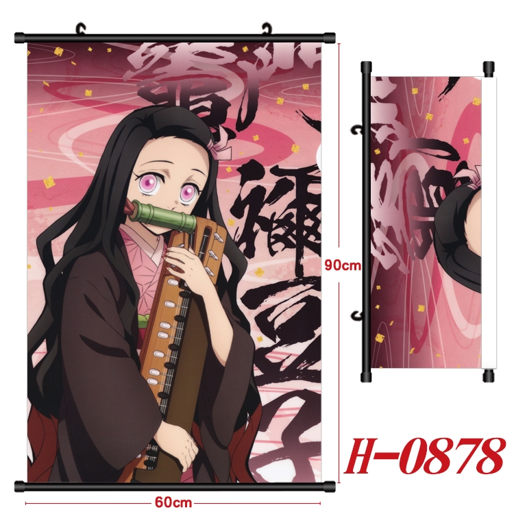 Demon Slayer Kimets Anime Black Plastic Rod Canvas Painting 60X90CM  H0878