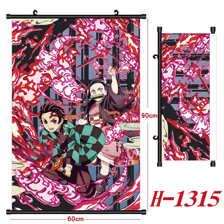 Demon Slayer Kimets Anime Black Plastic Rod Canvas Painting 60X90CM H1315